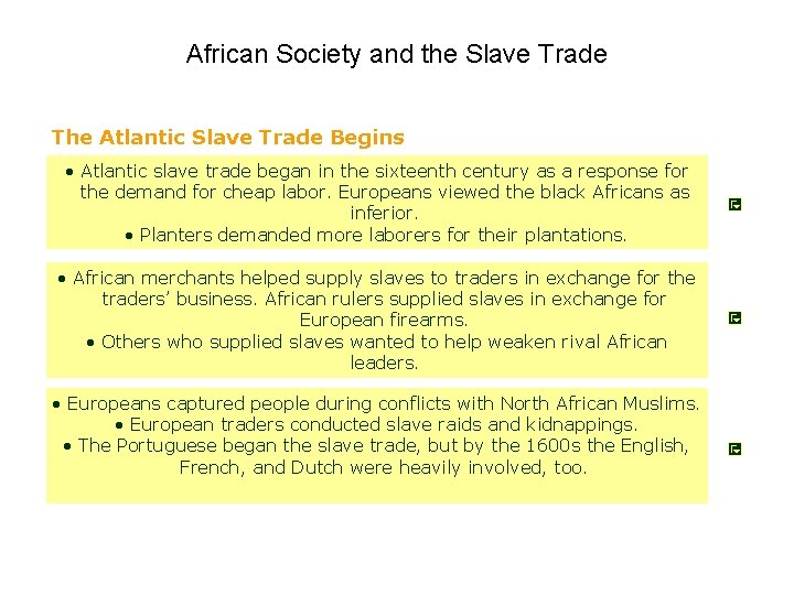 African Society and the Slave Trade The Atlantic Slave Trade Begins • Atlantic slave