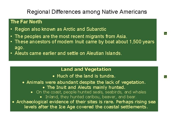 Regional Differences among Native Americans The Far North • Region also known as Arctic