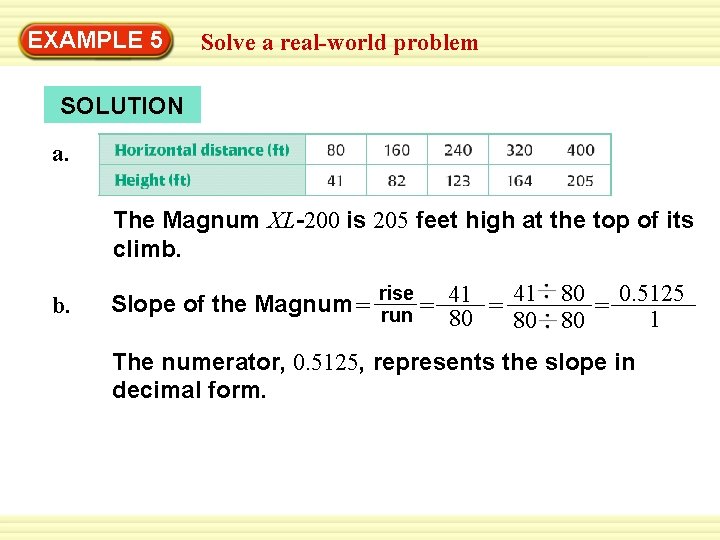 Warm-Up 5 Exercises EXAMPLE Solve a real-world problem SOLUTION a. The Magnum XL-200 is
