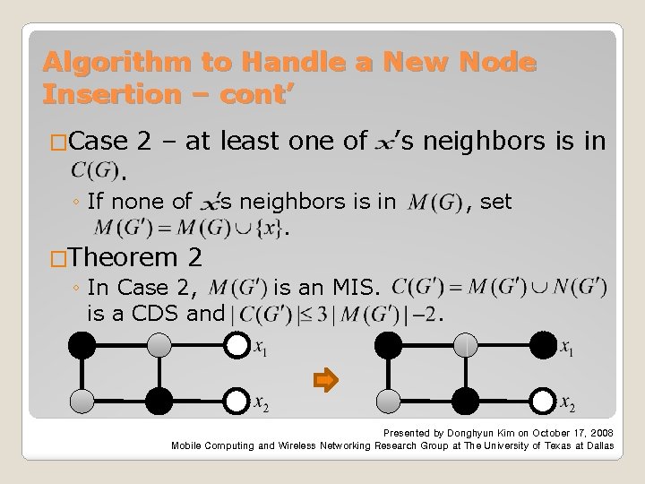 Algorithm to Handle a New Node Insertion – cont’ �Case . 2 – at
