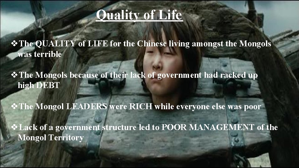 Quality of Life v. The QUALITY of LIFE for the Chinese living amongst the