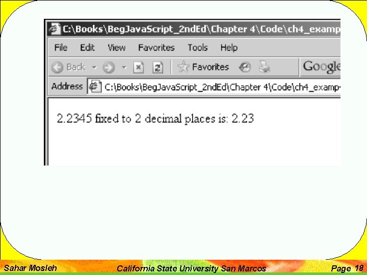Sahar Mosleh California State University San Marcos Page 18 