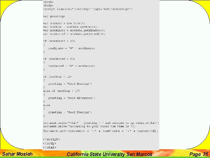 Sahar Mosleh California State University San Marcos Page 35 