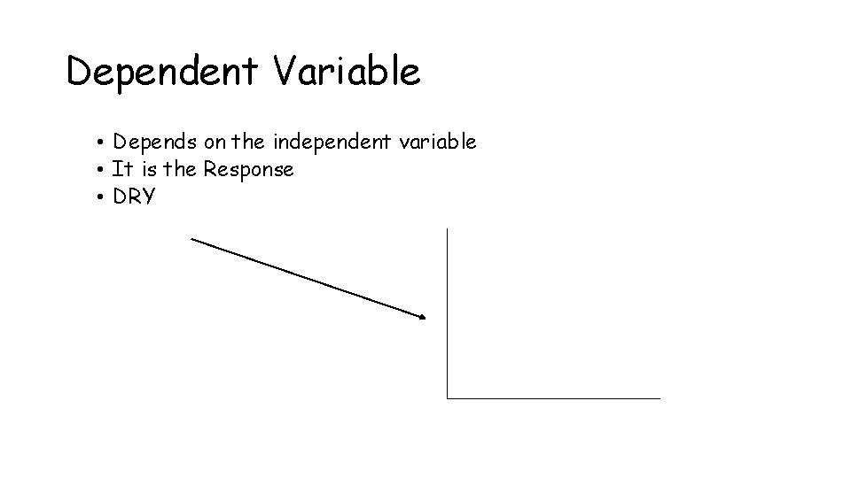Dependent Variable • Depends on the independent variable • It is the Response • Dependent Variable • Depends on the independent variable • It is the Response •