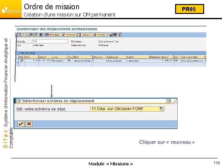 Ordre de mission Comptable Sifac Système d’Information Financier Analytique et Création d’une mission sur