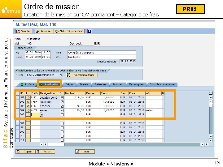 Ordre de mission Comptable Sifac Système d’Information Financier Analytique et Création de la mission