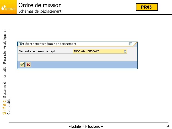 Ordre de mission PR 05 Comptable Sifac Système d’Information Financier Analytique et Schémas de