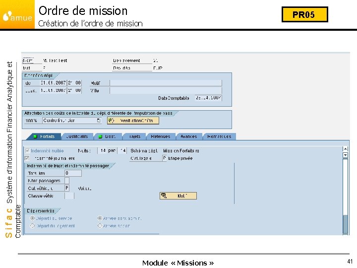 Ordre de mission Comptable Sifac Système d’Information Financier Analytique et Création de l’ordre de