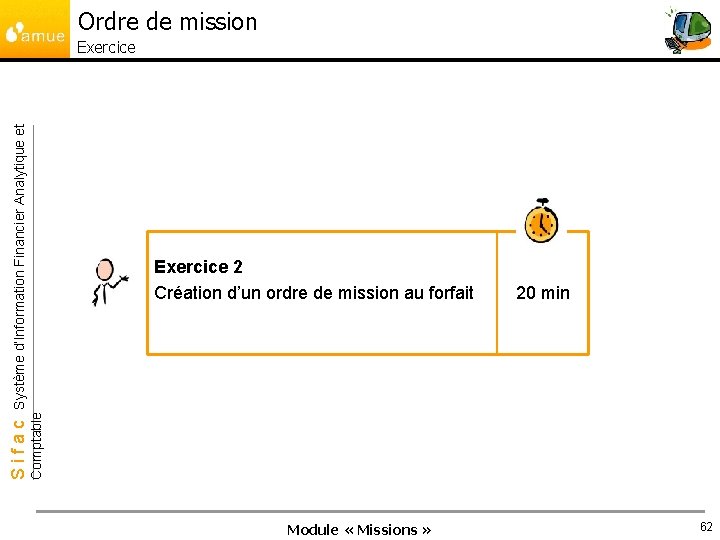 Ordre de mission Exercice 2 Création d’un ordre de mission au forfait 20 min