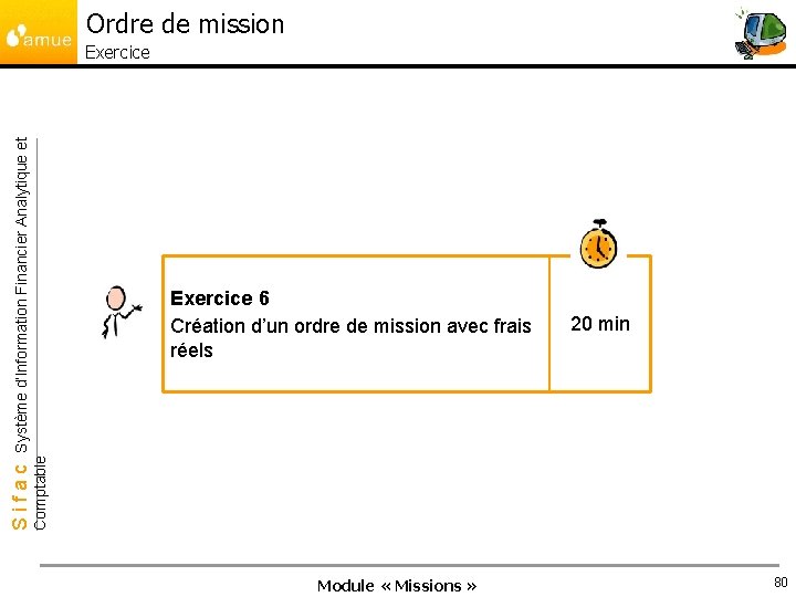 Ordre de mission Exercice 6 Création d’un ordre de mission avec frais réels 20