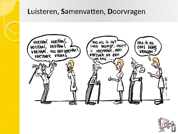 Luisteren, Samenvatten, Doorvragen 