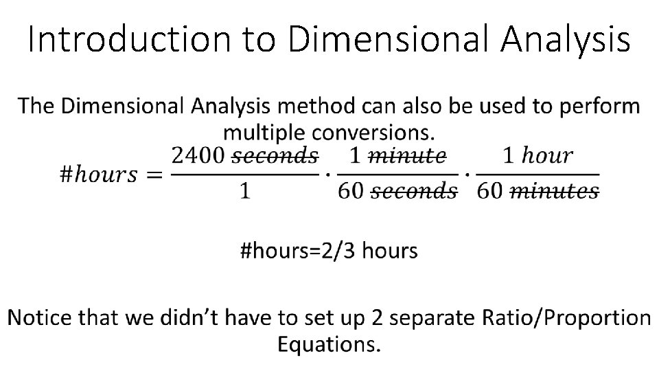 Introduction to Dimensional Analysis 