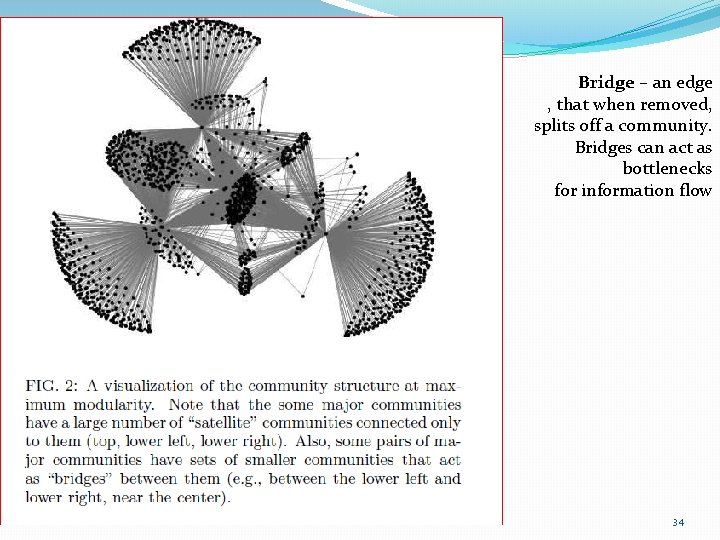 Bridge – an edge , that when removed, splits off a community. Bridges can Bridge – an edge , that when removed, splits off a community. Bridges can