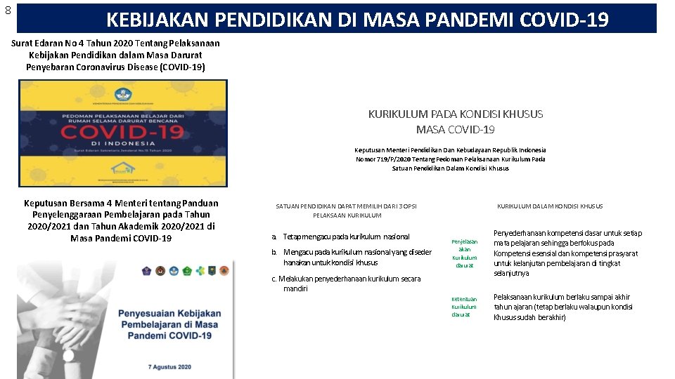 8 KEBIJAKAN PENDIDIKAN DI MASA PANDEMI COVID-19 Surat Edaran No 4 Tahun 2020 Tentang