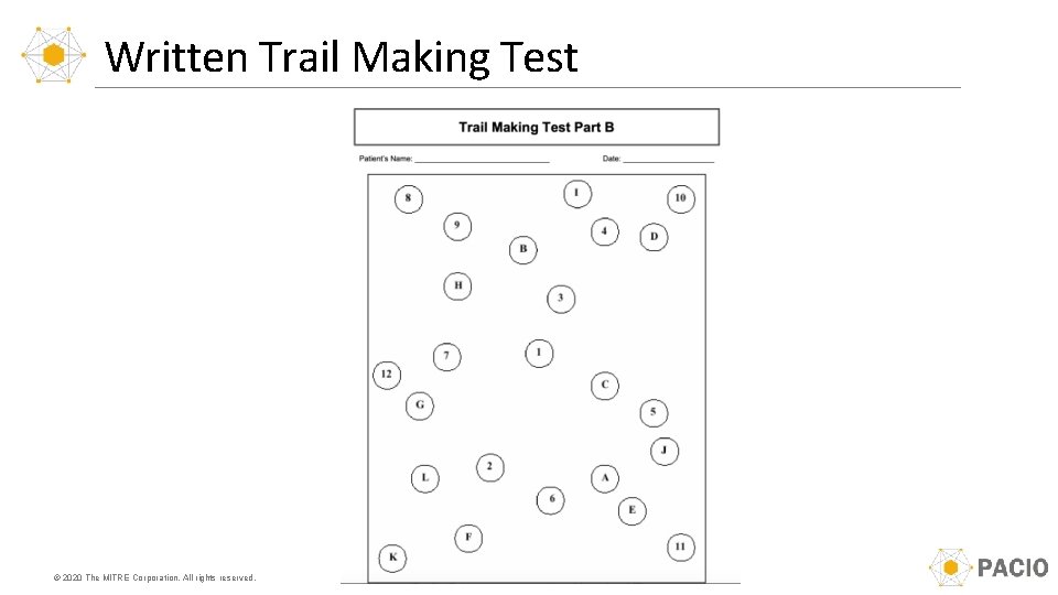 Written Trail Making Test © 2020 The MITRE Corporation. All rights reserved. 