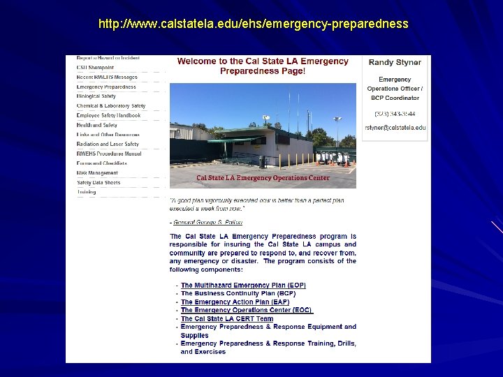 http: //www. calstatela. edu/ehs/emergency-preparedness 