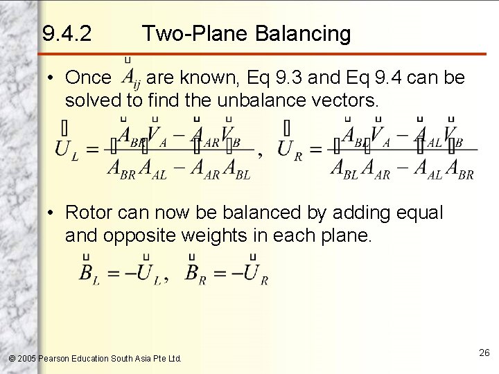9. 4. 2 Two-Plane Balancing • Once are known, Eq 9. 3 and Eq