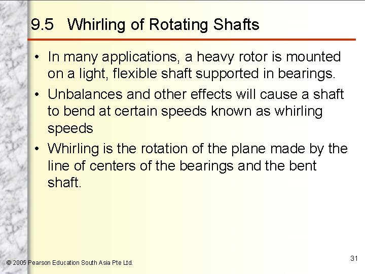 9. 5 Whirling of Rotating Shafts • In many applications, a heavy rotor is