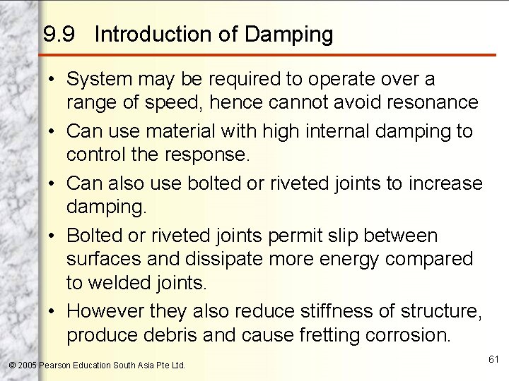 9. 9 Introduction of Damping • System may be required to operate over a