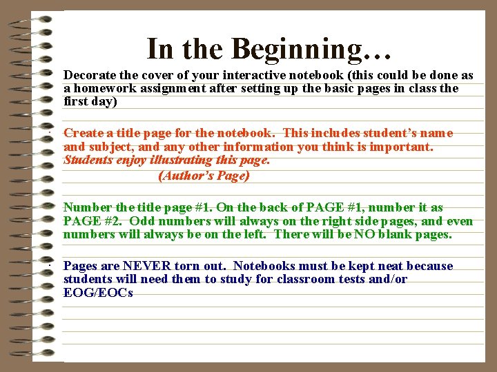 In the Beginning… ∙ Decorate the cover of your interactive notebook (this could be