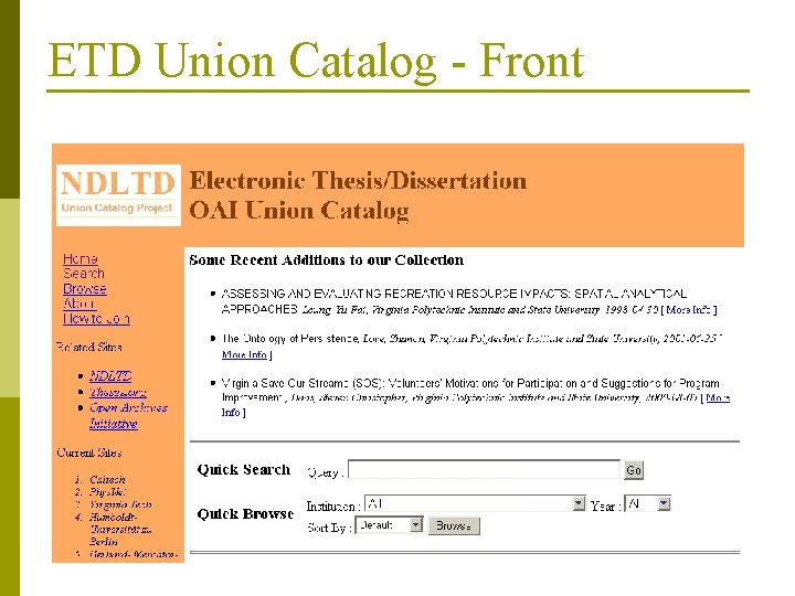 ETD Union Catalog - Front 