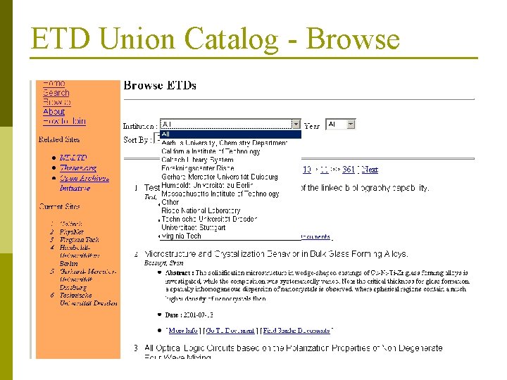 ETD Union Catalog - Browse 