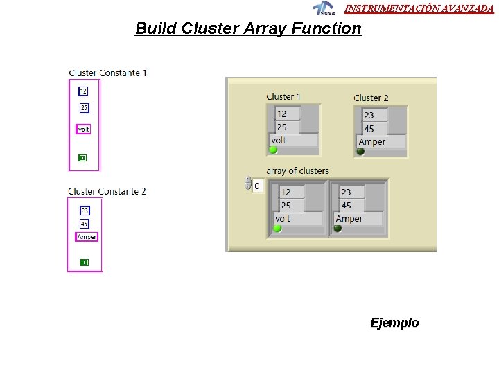 INSTRUMENTACIÓN AVANZADA Build Cluster Array Function Ejemplo 
