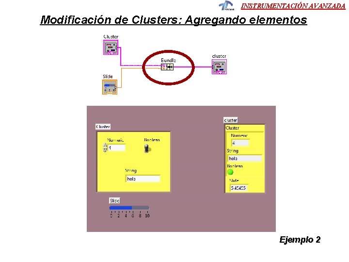 INSTRUMENTACIÓN AVANZADA Modificación de Clusters: Agregando elementos Ejemplo 2 INSTRUMENTACIÓN AVANZADA Modificación de Clusters: Agregando elementos Ejemplo 2