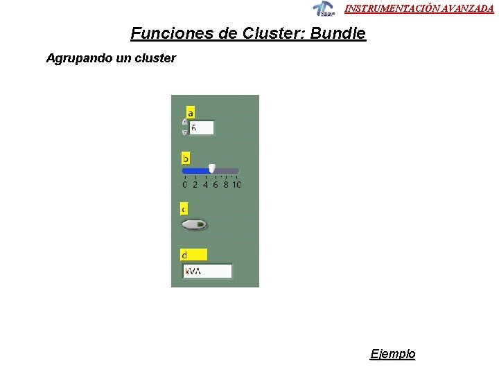 INSTRUMENTACIÓN AVANZADA Funciones de Cluster: Bundle Agrupando un cluster Ejemplo 