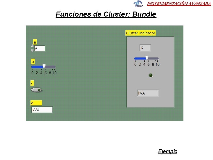 INSTRUMENTACIÓN AVANZADA Funciones de Cluster: Bundle Ejemplo 