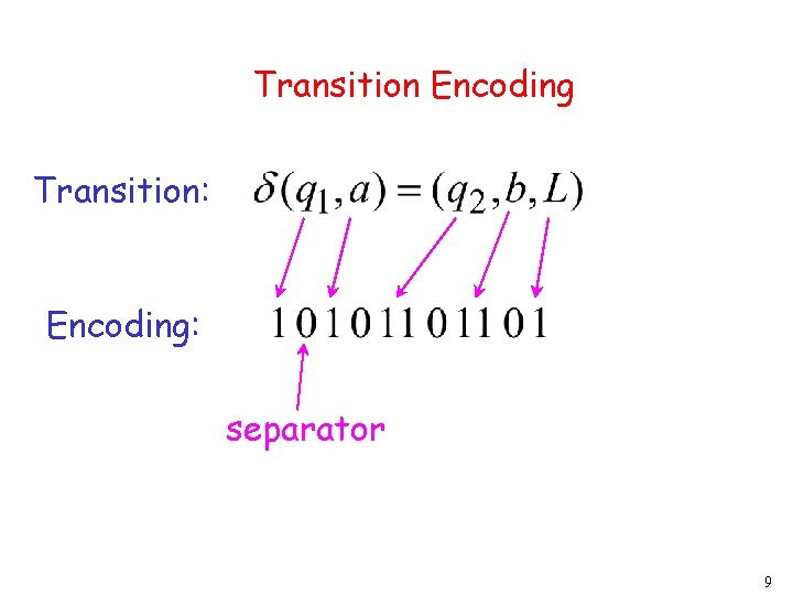 Transition Encoding Transition: Encoding: separator 9 