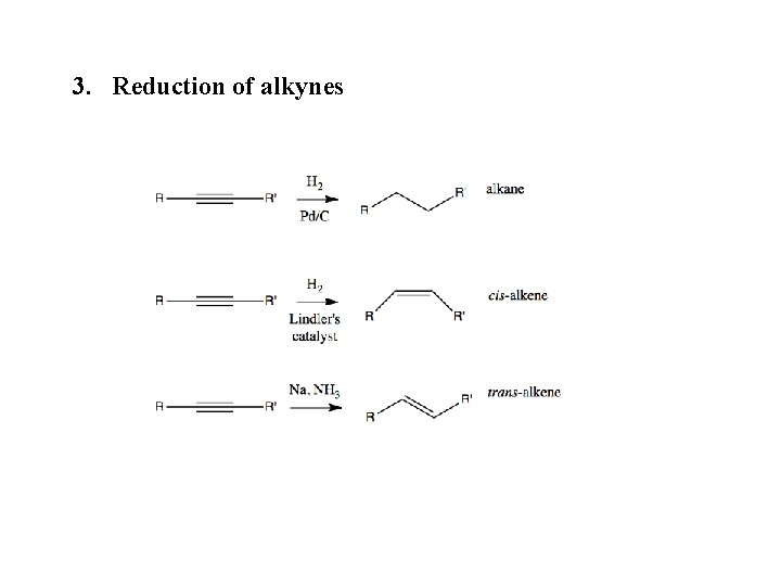 3. Reduction of alkynes 