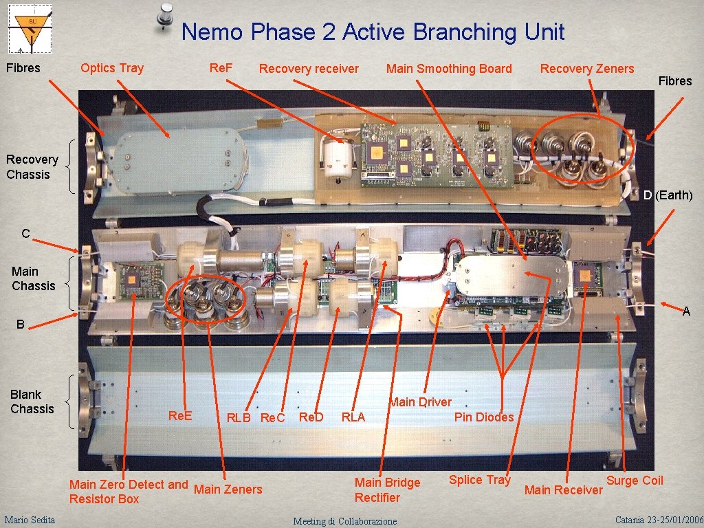 Nemo Phase 2 Active Branching Unit Fibres Re. F Optics Tray Recovery receiver Main