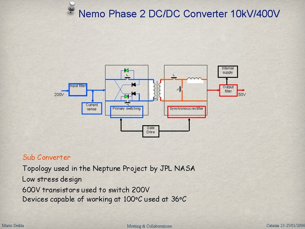 Nemo Phase 2 DC/DC Converter 10 k. V/400 V Internal supply Input filter Output
