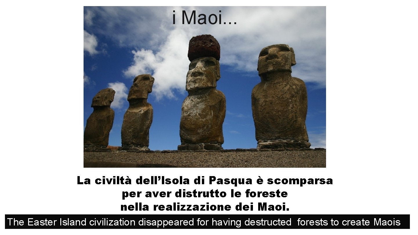 i Maoi. . . La civiltà dell’Isola di Pasqua è scomparsa per aver distrutto