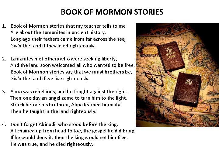 BOOK OF MORMON STORIES 1. Book of Mormon stories that my teacher tells to