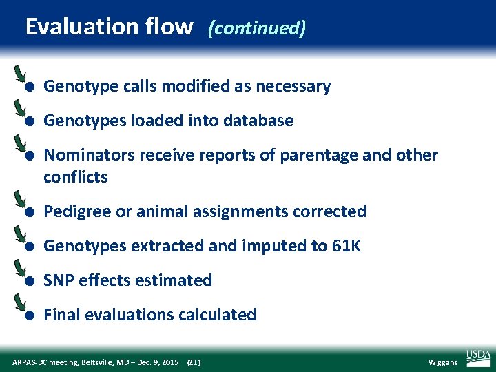 Evaluation flow (continued) l Genotype calls modified as necessary l Genotypes loaded into database