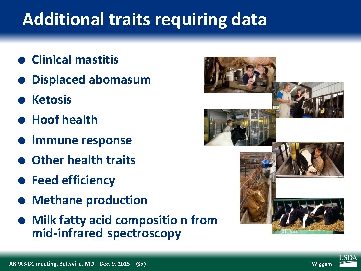 Additional traits requiring data l l l l l Clinical mastitis Displaced abomasum Ketosis