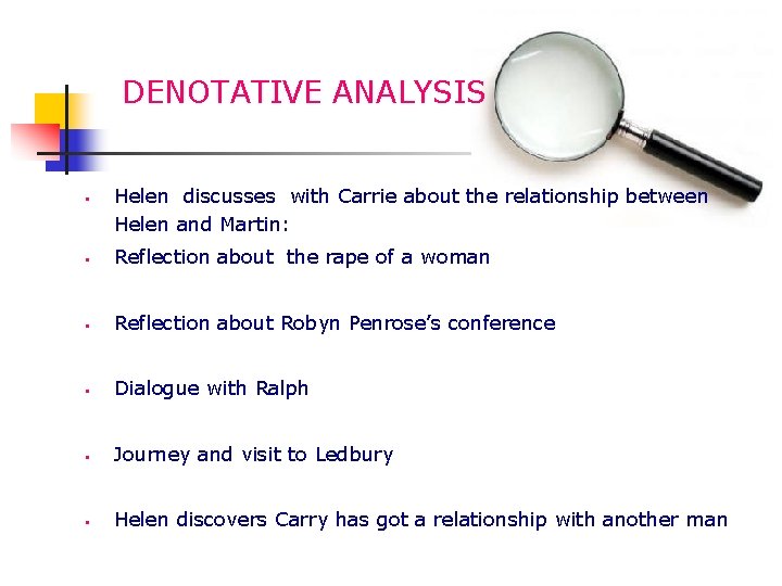 DENOTATIVE ANALYSIS § Helen discusses with Carrie about the relationship between Helen and Martin: