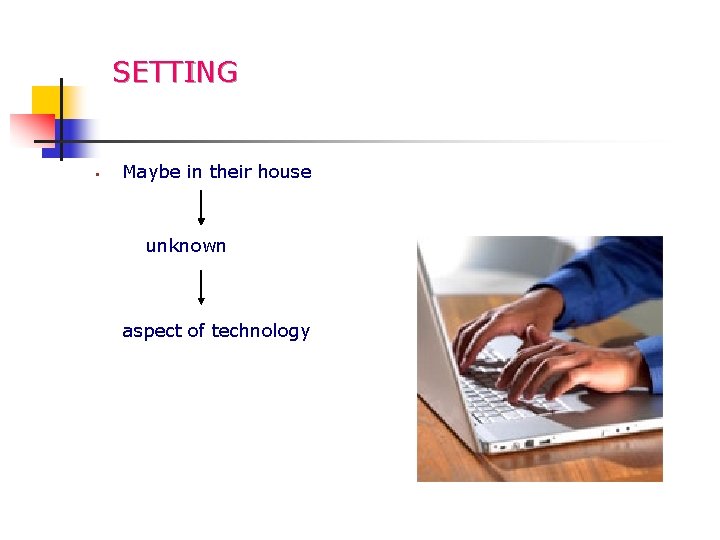 SETTING § Maybe in their house unknown aspect of technology 