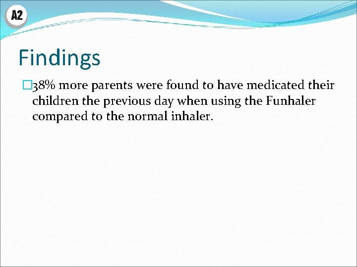 Findings � 38% more parents were found to have medicated their children the previous