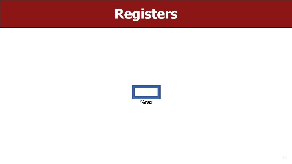 Registers %rax 11 Registers %rax 11