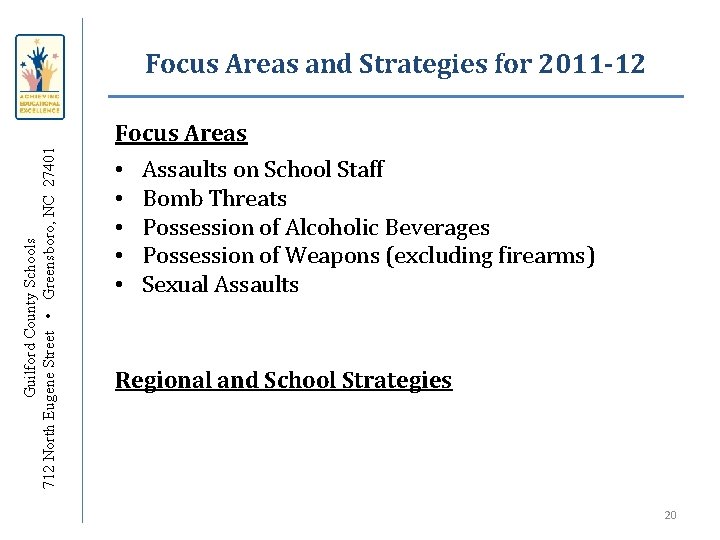 Focus Areas and Strategies for 2011 -12 Guilford County Schools 712 North Eugene Street