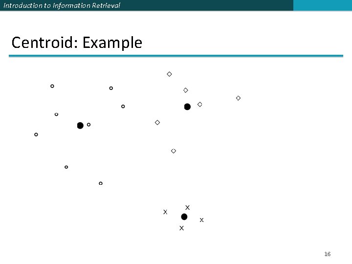 Introduction to Information Retrieval Centroid: Example 16 Introduction to Information Retrieval Centroid: Example 16