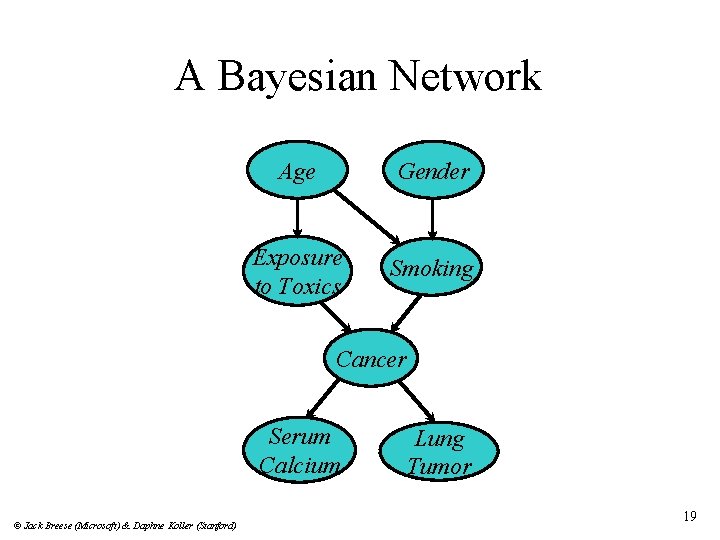 A Bayesian Network Age Gender Exposure to Toxics Smoking Cancer Serum Calcium © Jack