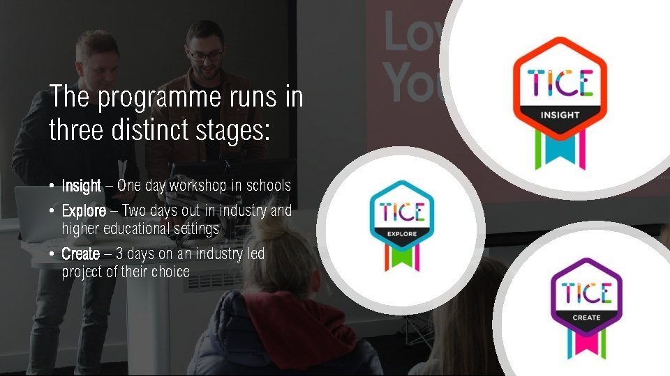The programme runs in three distinct stages: • Insight – One day workshop in