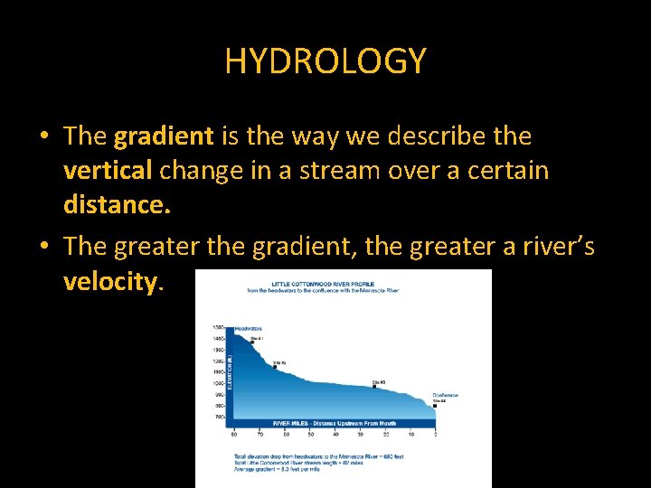 HYDROLOGY • The gradient is the way we describe the vertical change in a