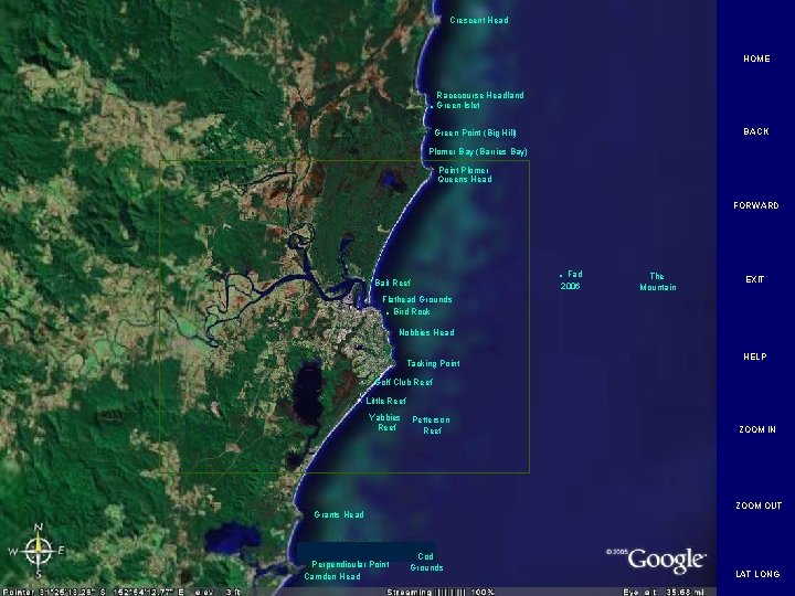 Crescent Head HOME Racecourse Headland . Green Islet BACK Green Point (Big Hill) Plomer