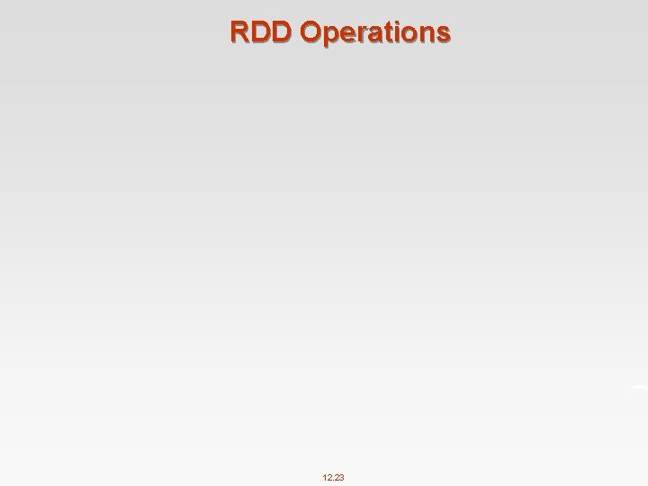 RDD Operations 12. 23 