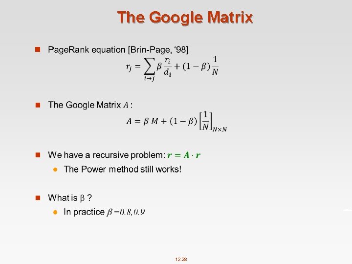 The Google Matrix n 12. 28 